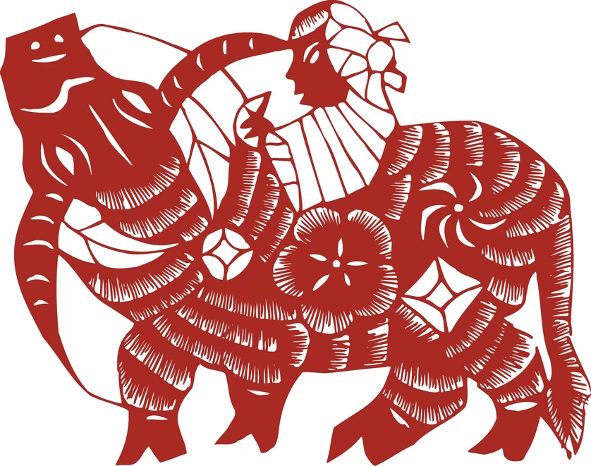 中国风中式传统喜庆民俗人物动物窗花剪纸插画边框AI矢量PNG素材【1302】